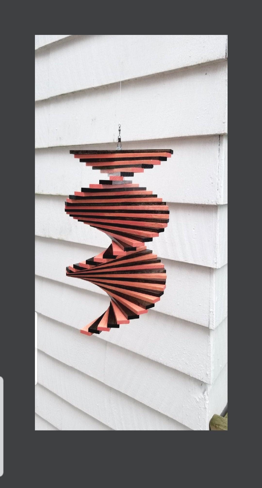 Stained Coral Walnut Spinner Spiral Twister Garden Yard Tree Porch