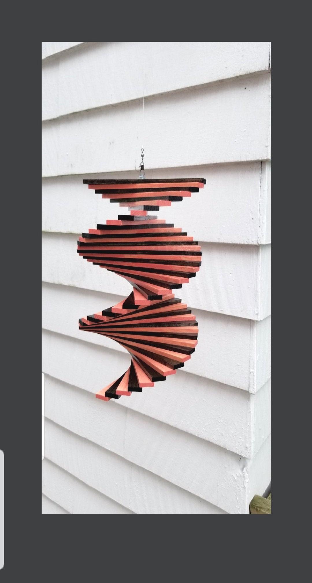 Stained Coral Walnut Spinner Spiral Twister Garden Yard Tree Porch