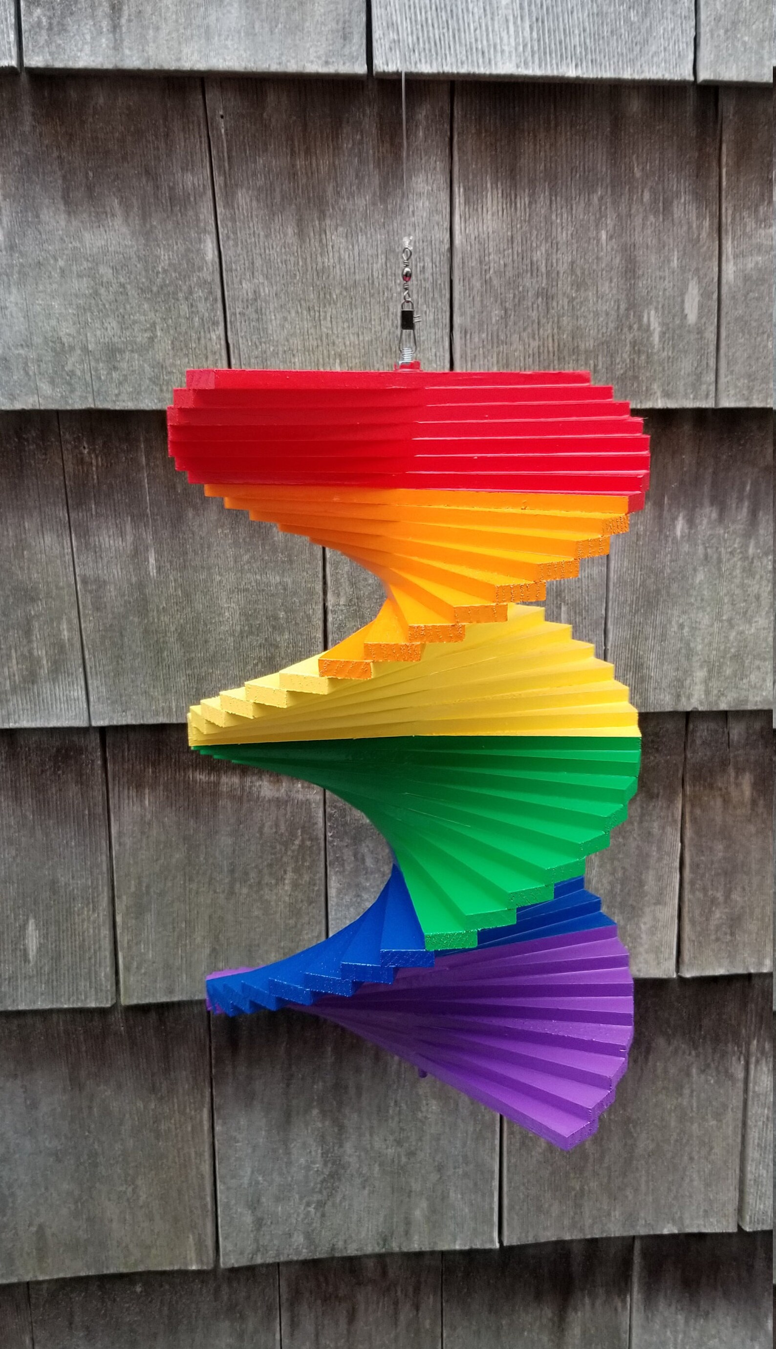 Colorful Rainbow wooden wood garden yard spinner Etsy