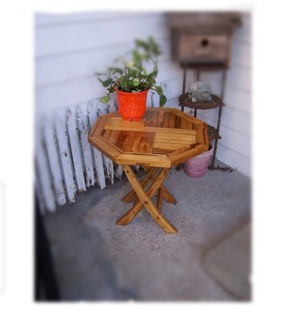 Hand Made Hexagon Octagon Golden Oak Stain Wood Wooden Folding