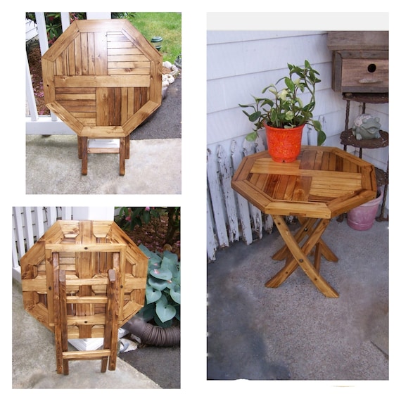 Hand Made Hexagon Octagon Golden Oak Stain Wood Wooden Folding
