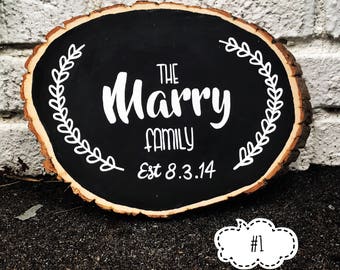 Apellido personalizado Wood Slice Sign