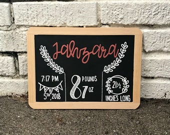 Pizarra personalizada de la guardería del anuncio de nacimiento / ENVÍO GRATIS