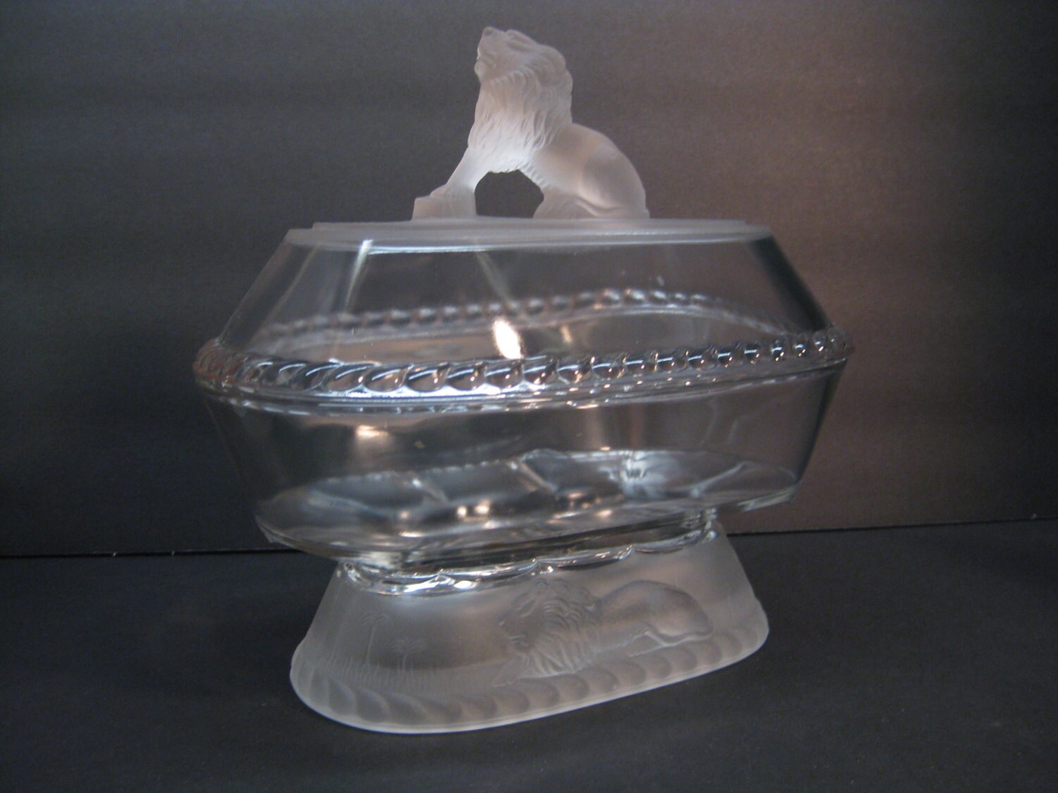 EAPG Frosted Lion Compote/Bowl with Cover & Collared Base 1877 Etsy