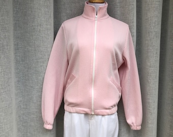 Blair Warren, PA Vintage pink and white stripe, front zipper closure active wear jacket