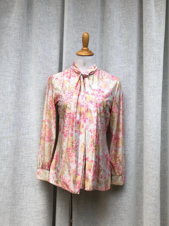 Vintage Sears floral button down collared blouse, 
