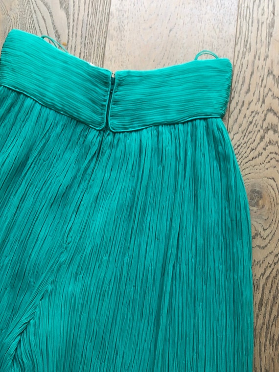 Mary McFadden Pleats Plisse Emerald Green high wa… - image 10