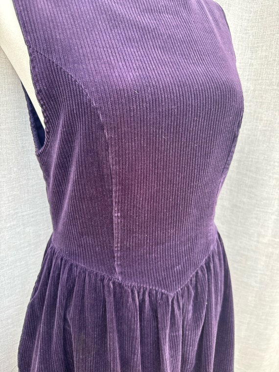 1980’s Laura Ashley Corduroy Purple Sleeveless Pi… - image 7