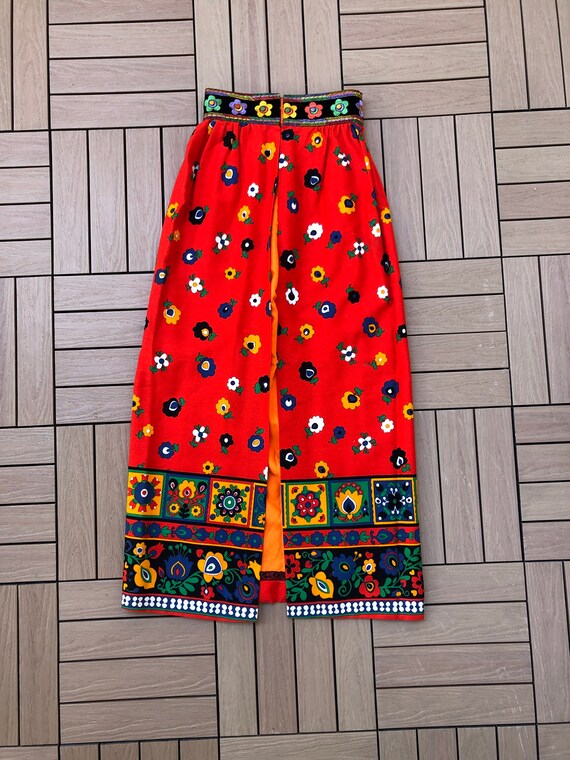 1970’s ethnic Scandinavian maxi Folk wrap over sk… - image 10