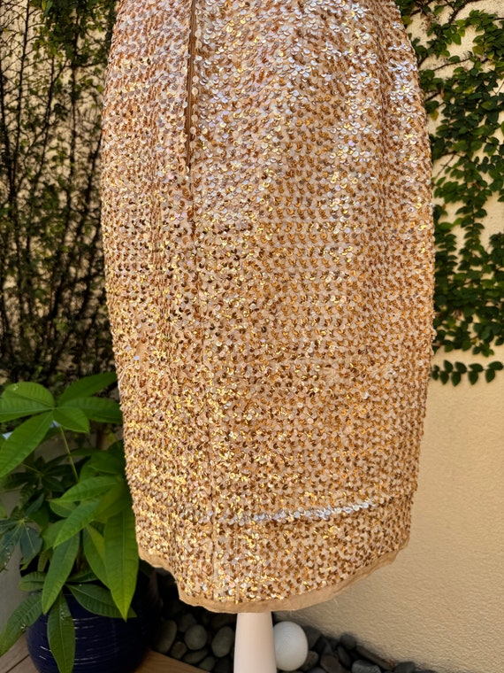 1990’s Gold Sequin Cocktail Dress - image 3