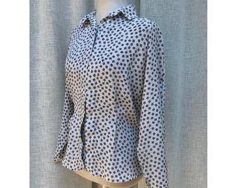 Michelle Stuart blue white button down blouse
