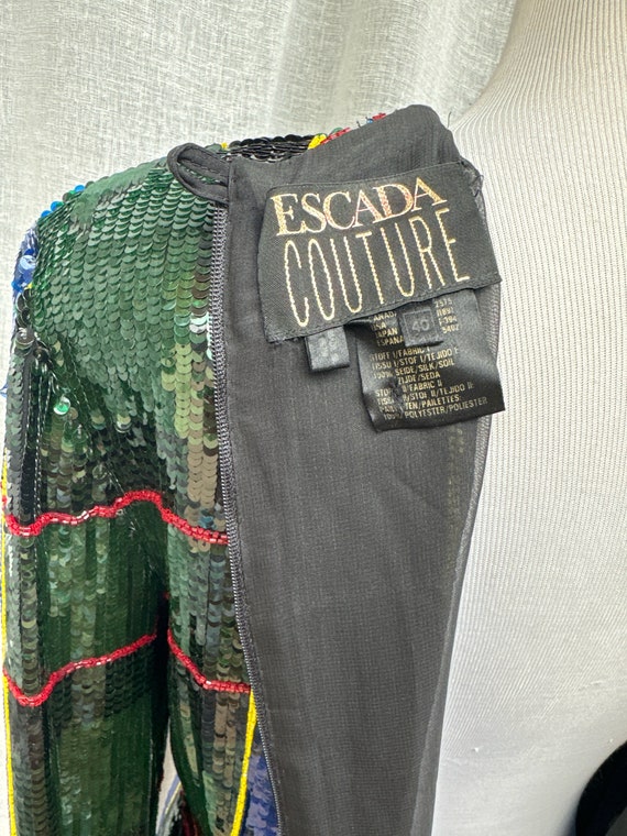 Escada couture sequin black watch plaid tartan mi… - image 5