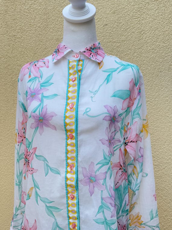 Averardo Bessi floral button down light cotton bl… - image 4