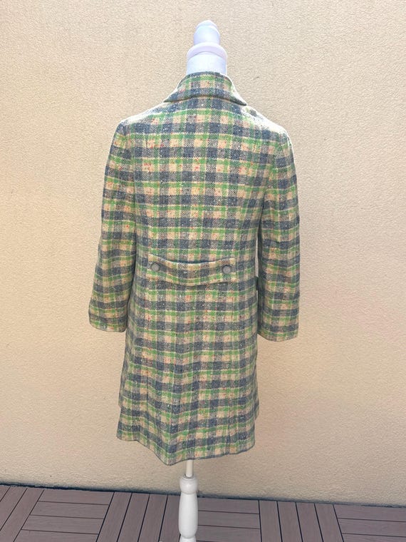 1960 mint green plaid button down single breasted… - image 2
