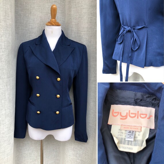 Byblos Navy Blue Double Breasted Jacket 