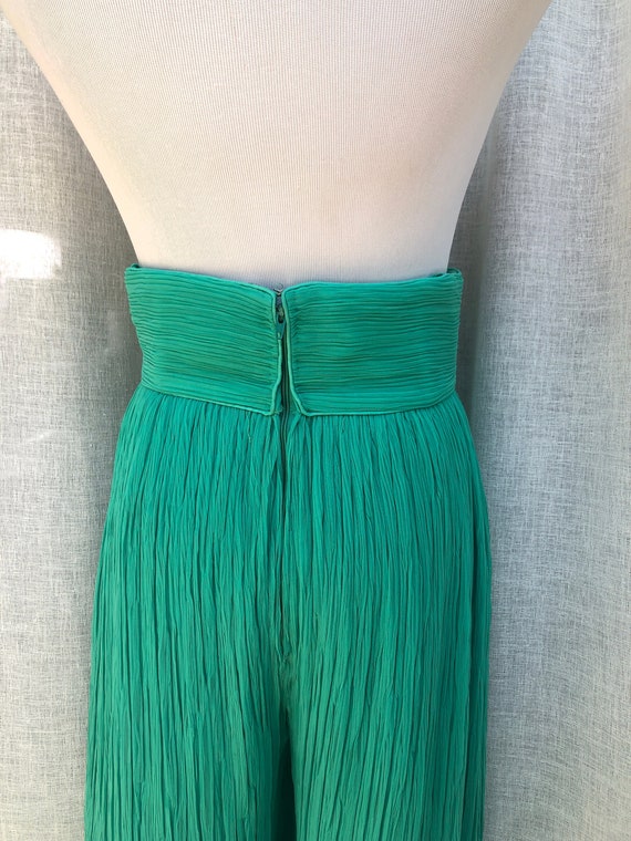 Mary McFadden Pleats Plisse Emerald Green high wa… - image 6