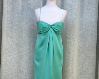 Bill Blass aqua mint green turquoise spaghetti strap mini dress