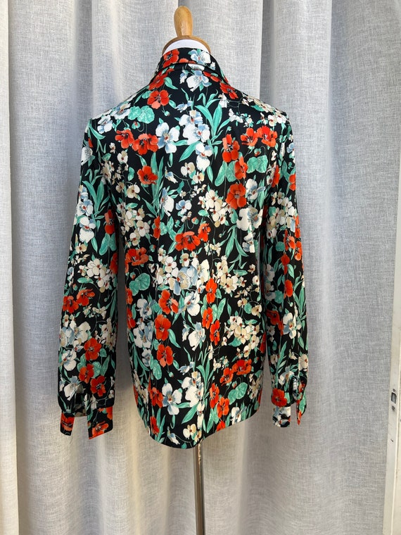 1960 Act III Mad Men style floral nylon long slee… - image 3