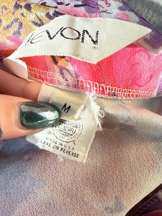 1970 Devon multicolor floral button down collared… - image 8