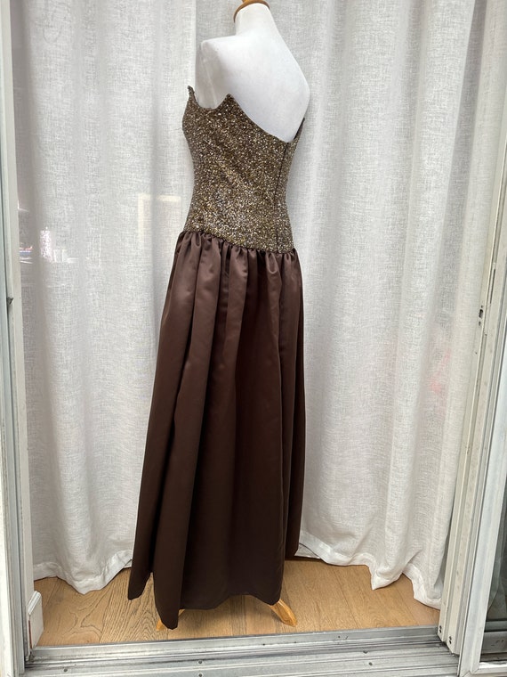 1980's chocolate brown Bob Mackie boutique strapl… - image 3