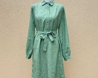 Appleseed’s green polka dot long sleeve shirt dress
