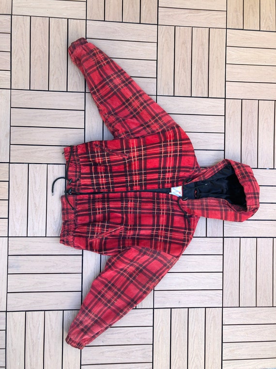 1990 Red Tartan Plaid Suede Leather by Wilsons Ho… - image 5