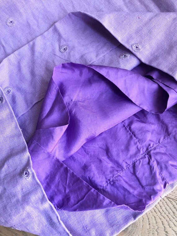 Vintage purple lilac lavender embroidered linen b… - image 6