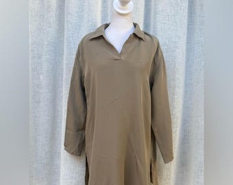 Tom and Linda Platt sand color long sleeve tunic dress