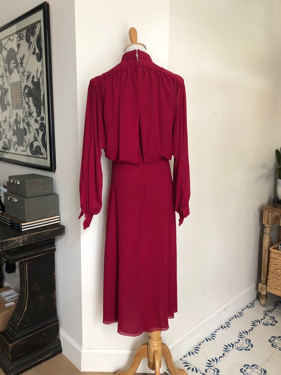 Mignon raspberry color midi long sleeve dress - image 6