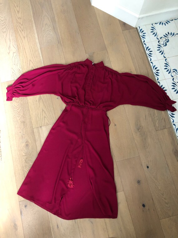 Mignon raspberry color midi long sleeve dress - image 9
