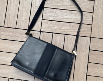 Paloma Picasso Black Genuine Soft Black Leather Shoulder Bag
