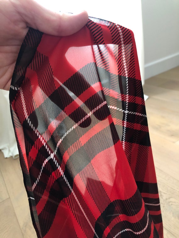 Albert Nipon sheer red and black plaid batwing ci… - image 9