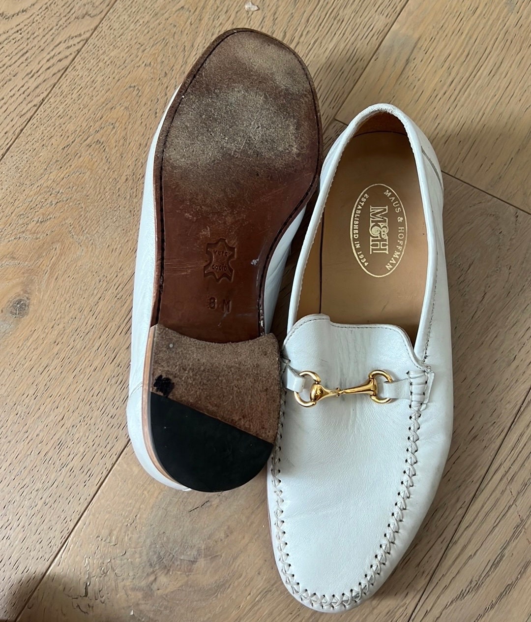 Maus & Hoffman white leather loafers sz. 8 Maus & Hoffman White Leather Loafers Sz. 8 - Etsy main image 2