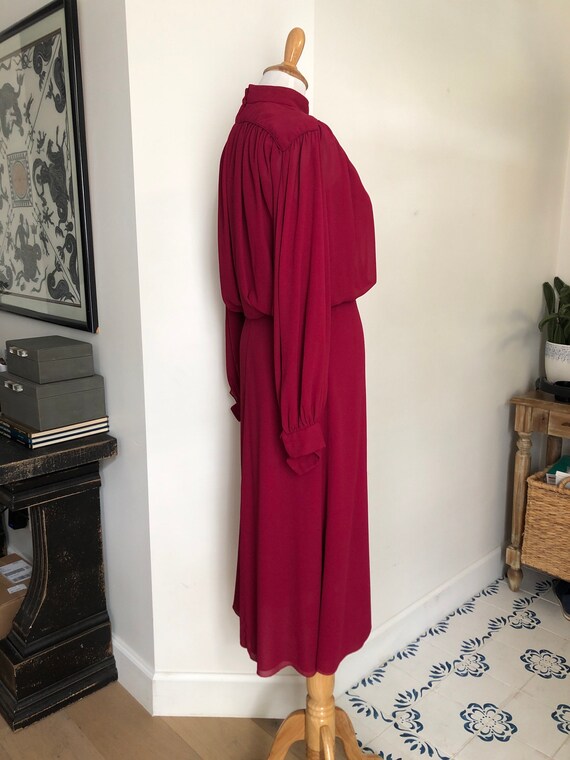 Mignon raspberry color midi long sleeve dress - image 5