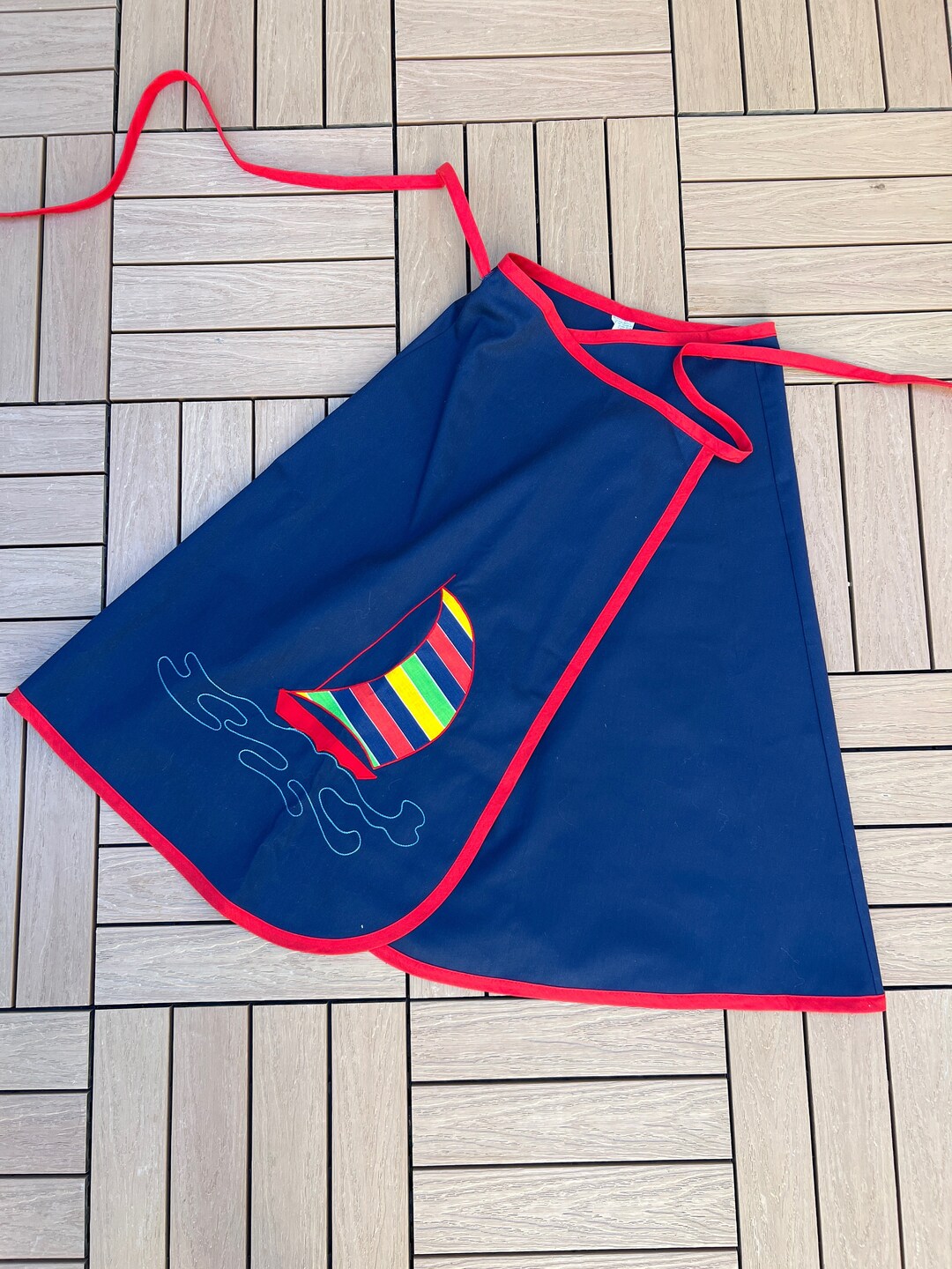 1970 Novelty Midi Wrap Skirt With Embroidered Sailboat Etsy