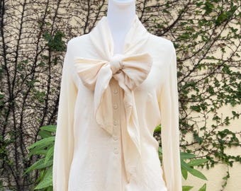 Anne Klein II button down blouse with attached pussy now tie