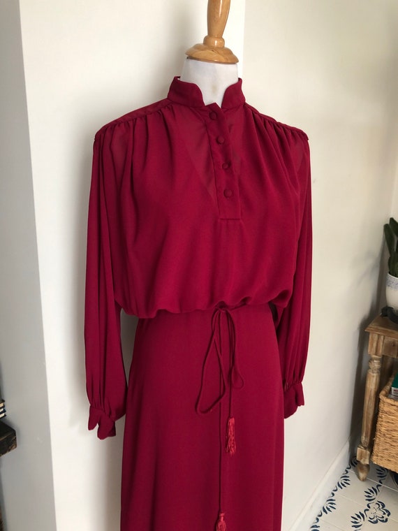 Mignon raspberry color midi long sleeve dress - image 3