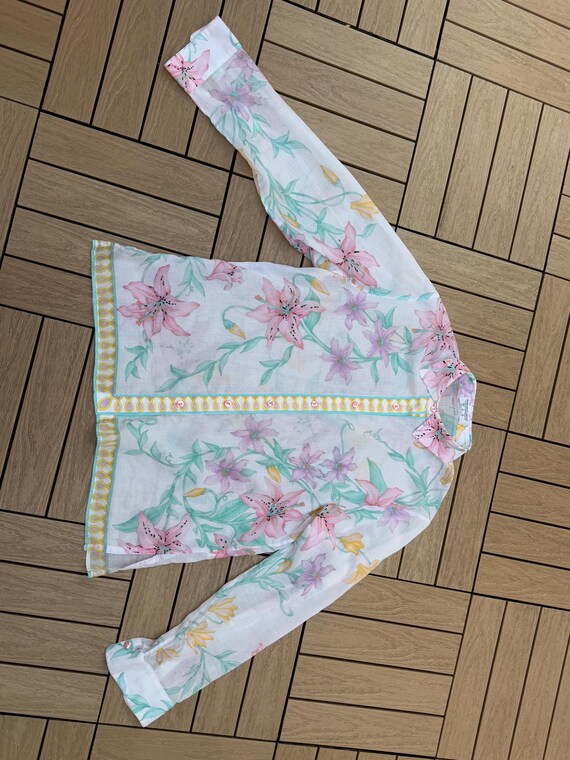 Averardo Bessi floral button down light cotton bl… - image 7