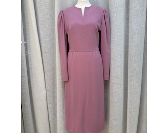 vintage Mariko New York dusty rose long-sleeved fitted midi dress