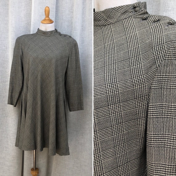 Vintage Le Crillon Gray and Black plaid/houndstoo… - image 1