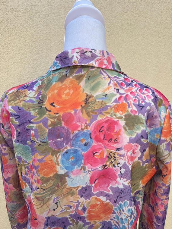 1970 Devon multicolor floral button down collared… - image 5