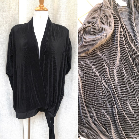 Gideon Oberson BLack polyamide micro pleated plis