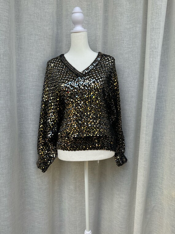 1980’s Party Collectibles black knitted sequined raglan sleeve sweater