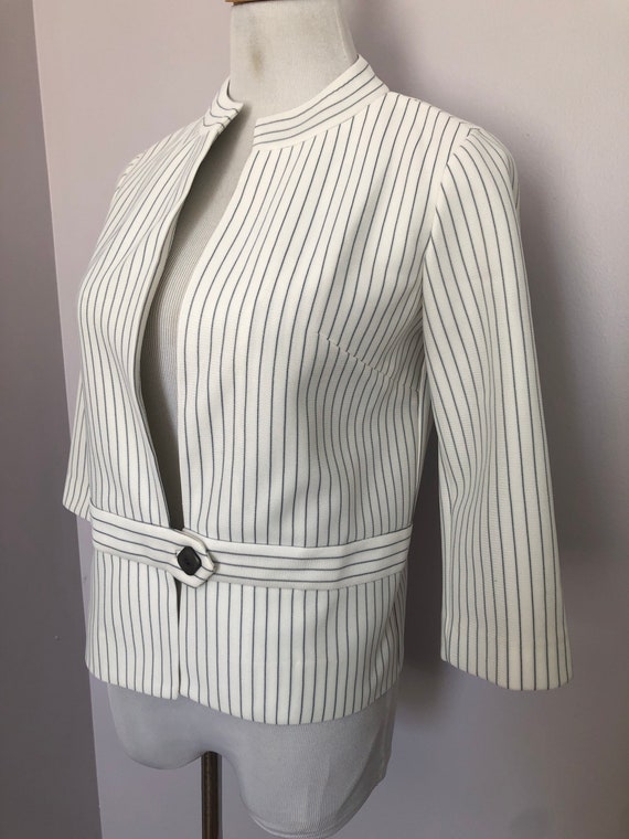 1960's Butte Knit White Navy Blue Pin Stripe jack… - image 3