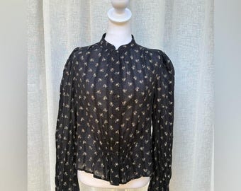Lauren Jeans Ralph Lauren black and beige button down blouse