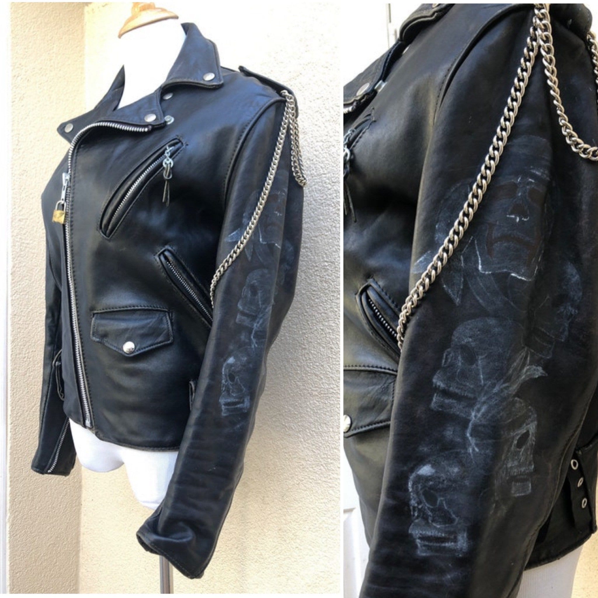 Perfecto by Schott Bros. Black Leather Bikers Jacket With 