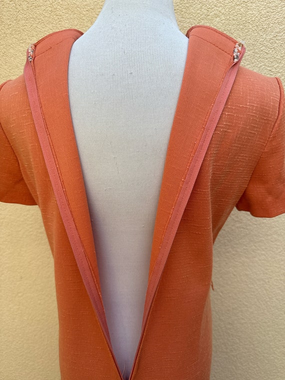 1960’s orange coral Crewneck T-shirt Dress in  Po… - image 6