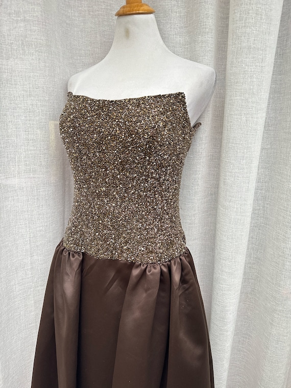 1980's chocolate brown Bob Mackie boutique strapl… - image 2