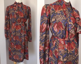 1990 floral fall colors skirt blouse ensemble by Bethany