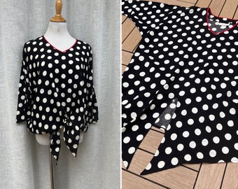 Jordana black and white polka dot batwing sleeve blouse